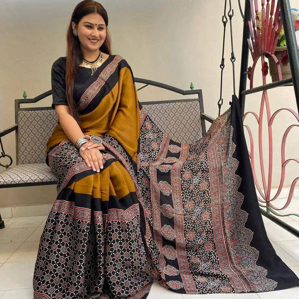 Ajrakh Modal Silk Premium Saree